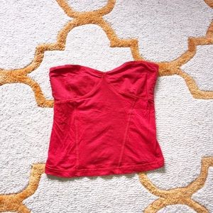 Red Tube Top With Black Mesh Back